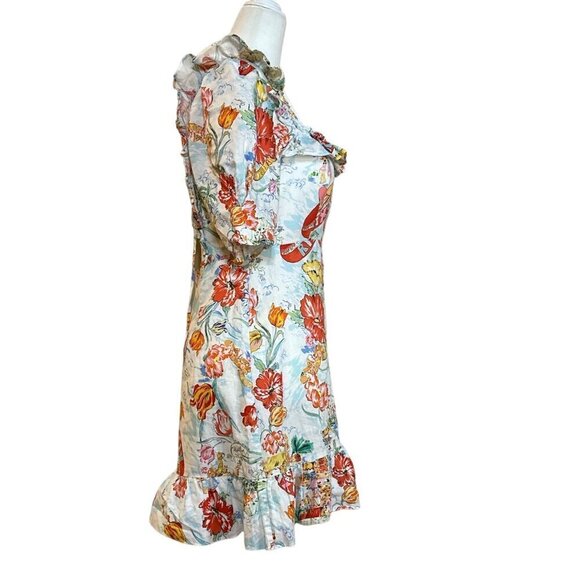 Rixo Camile Ruffle Mini Dress Multicolor in 8 Womens Linen ruffle - Picture 5 of 16